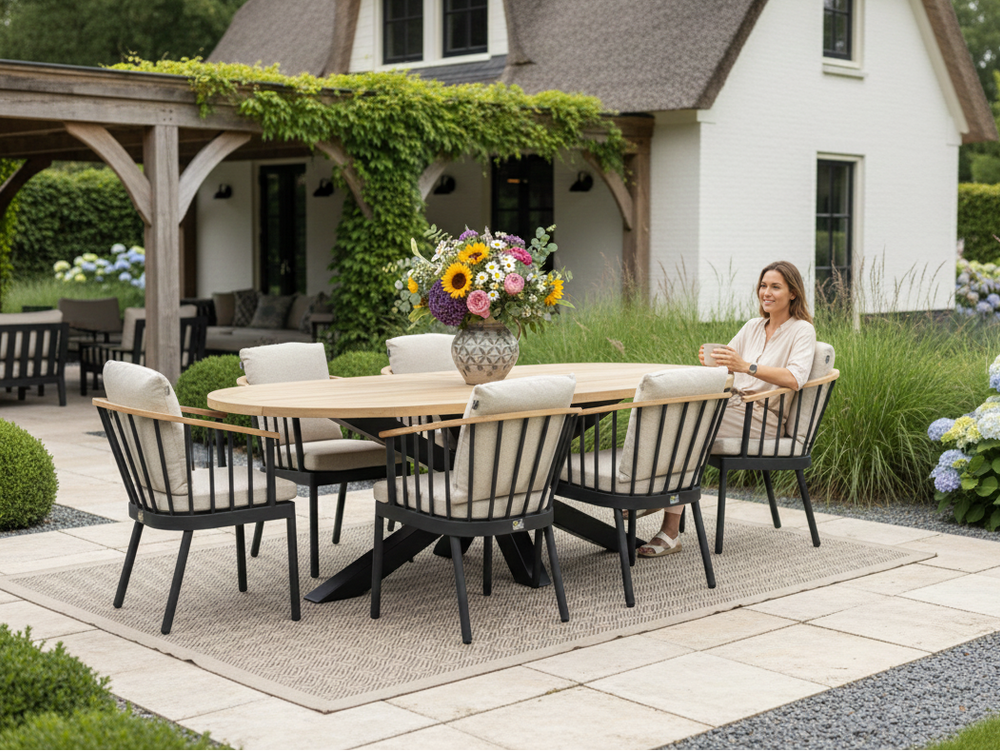 Apple Bee Condor Dining Tuinset 6 persoons - 240 cm Ovaal - Aluminium Onderstel