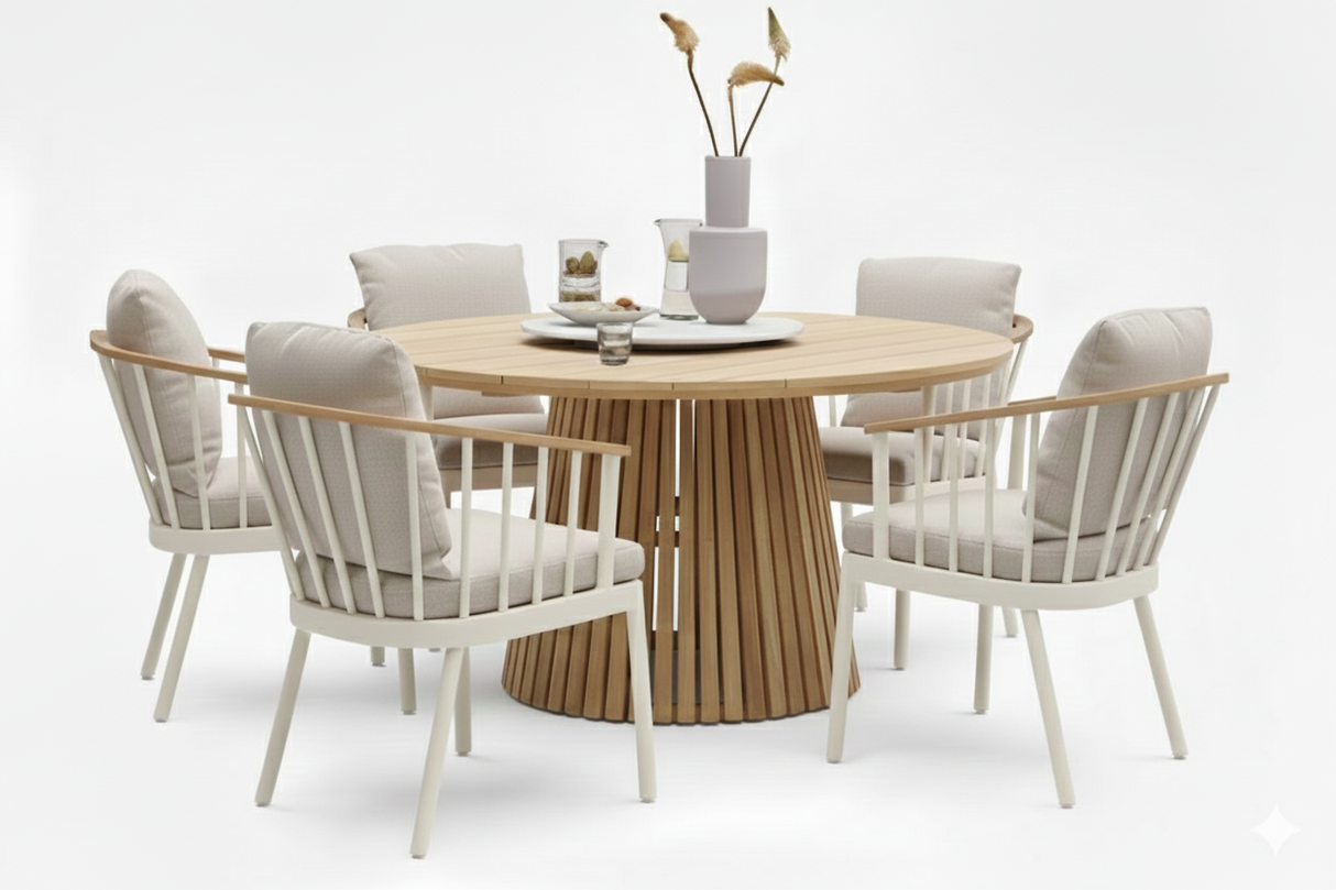 Apple Bee Condor/Belito Daan ronde tuinset 5-delig Oyster