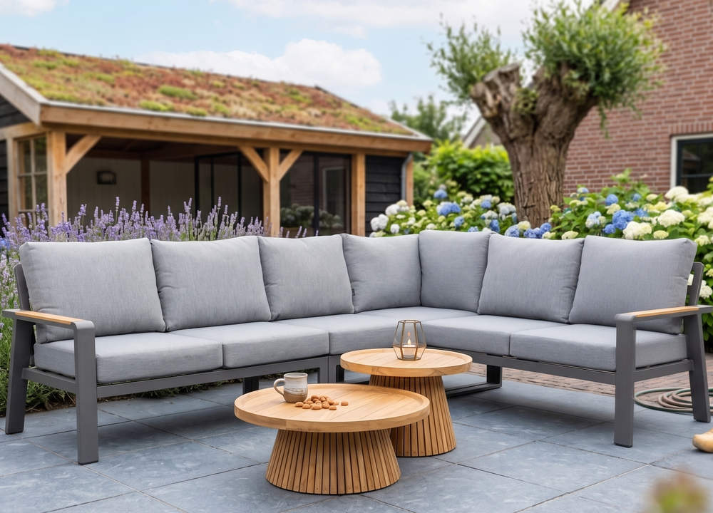 Belito Lotte Loungeset Hoekbank Nr. 7 | Antraciet Aluminium | 288 x 220 cm | 6-persoons