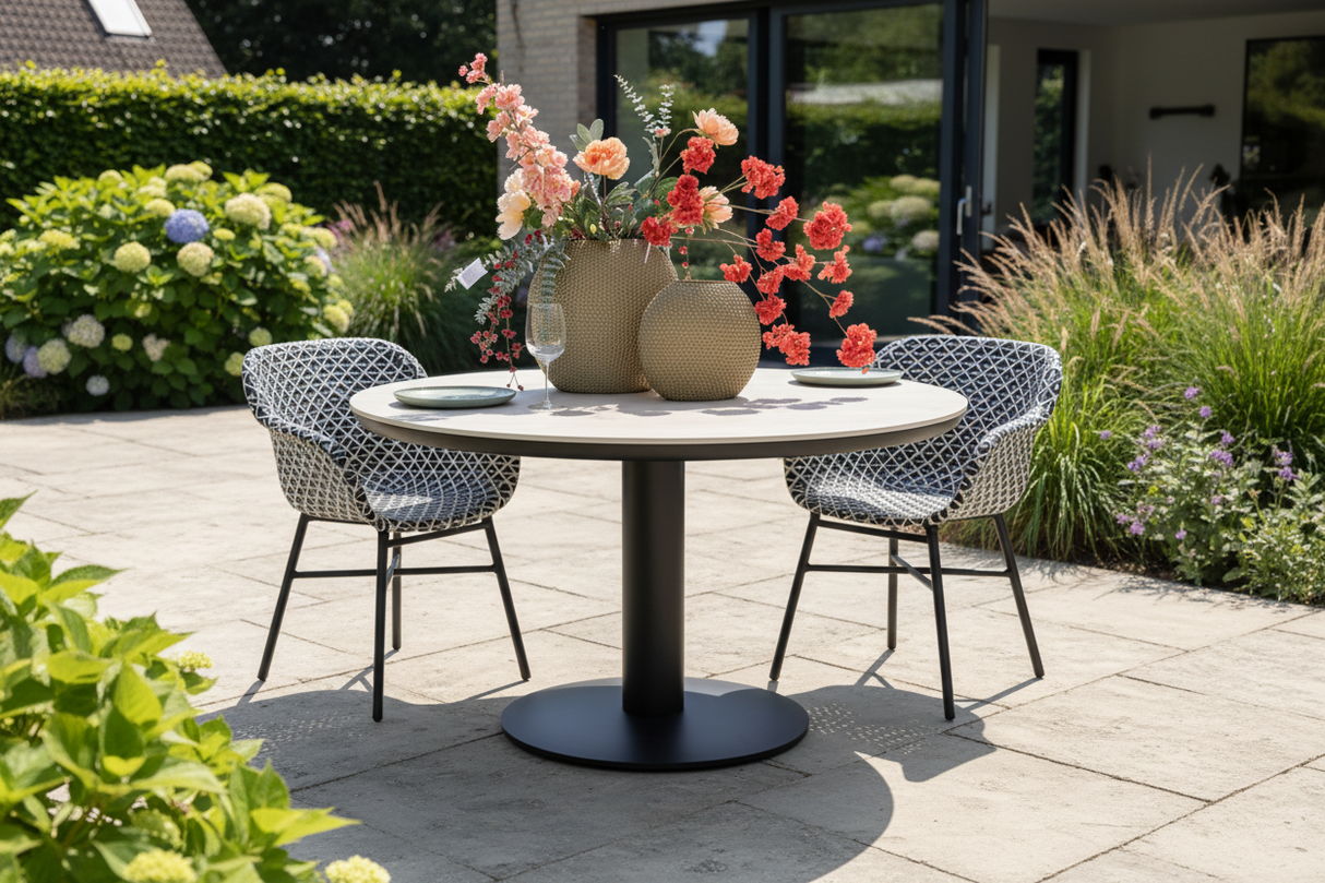 Apple Bee Melville dining tafel Ø140cm Sintered Stone - Black