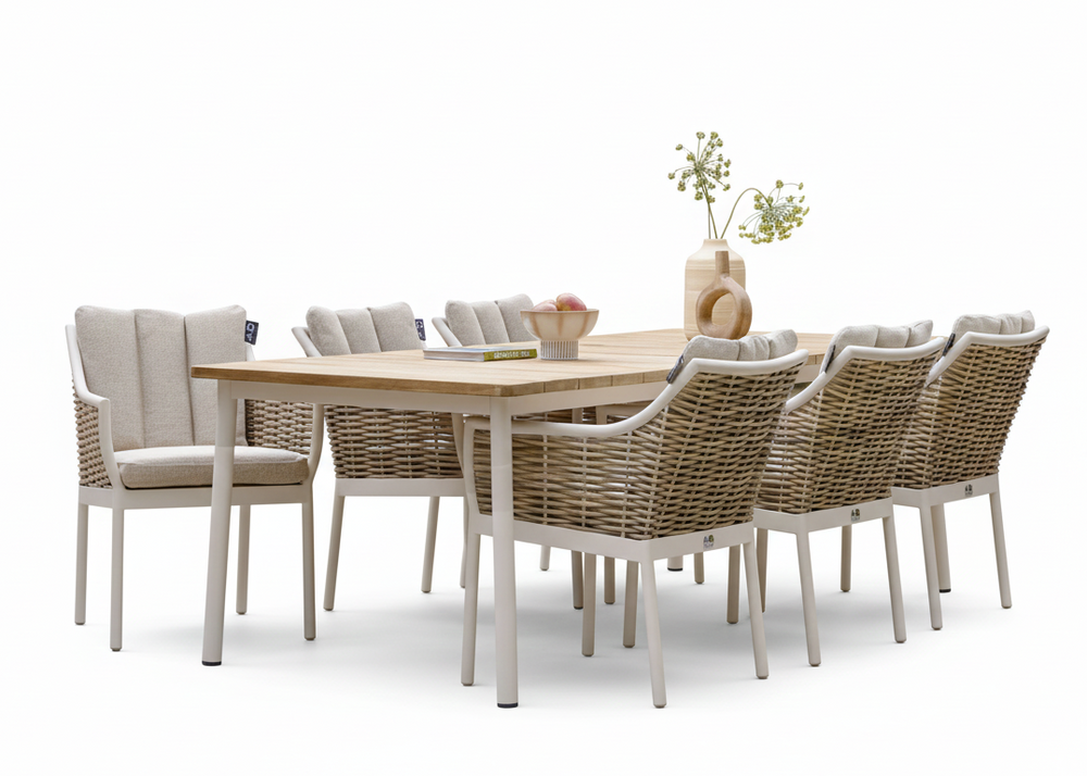 Apple Bee Milou Tuinset 7-delig nr. 3 - Oyster - 240 cm tafel