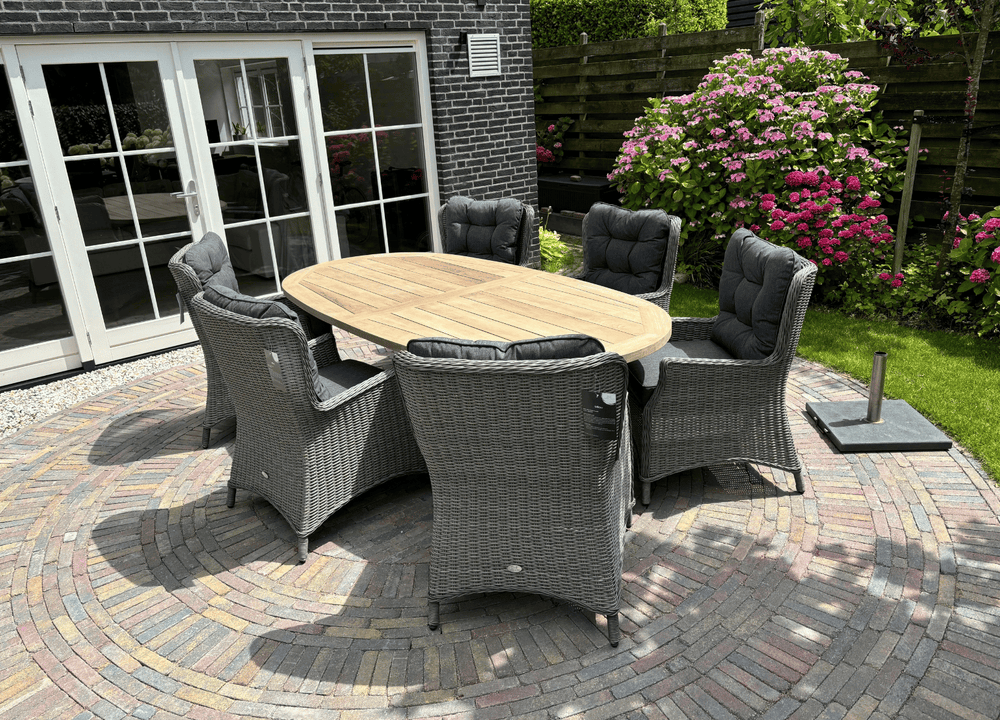 Belito Earl Grey Wicker Tuinstoel - Dining Stoel - Showroommodel
