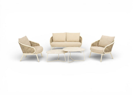 Apple Bee Pine key Loungeset 5 delig Oyster + tafelset