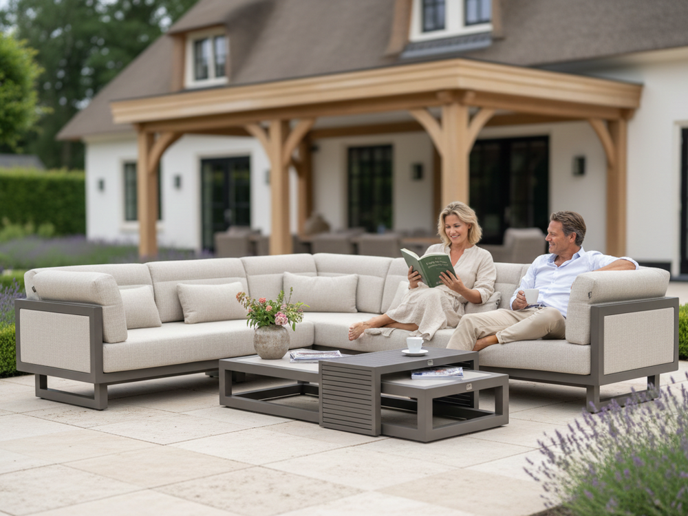 Apple Bee Santorini Loungeset 5-delig Nr.1 - Rechts Lang - Upholstered - 239 x 318 cm