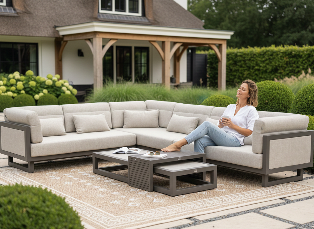 Apple Bee Santorini Loungeset 3-delig - Rechts lang - Upholstered - 239 x 318 cm