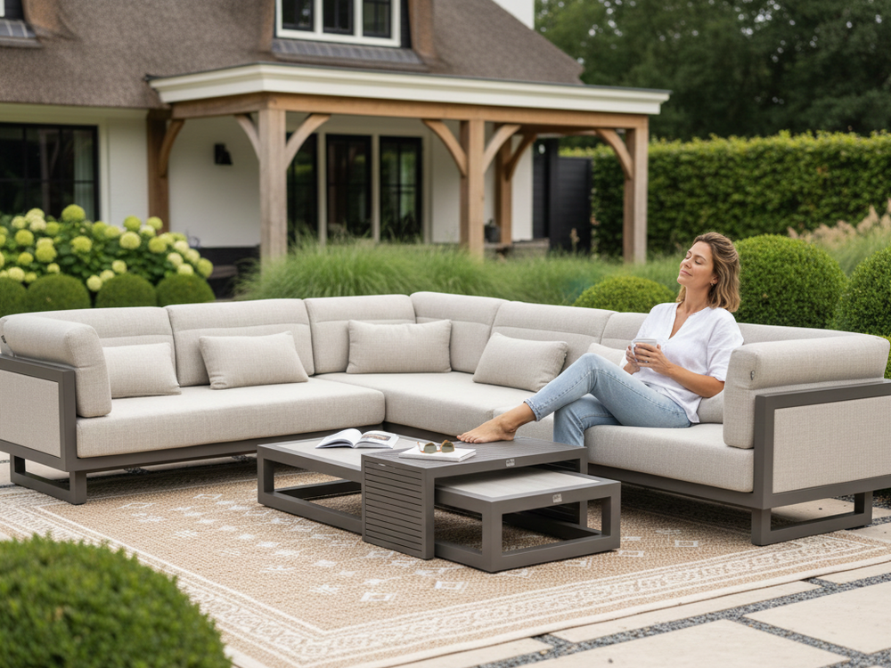 Apple Bee Santorini Loungeset 5-delig Nr.1 - Rechts Lang - Upholstered - 239 x 318 cm