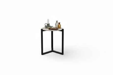 Applebee Monaco coffee table dia. 45x48h cm, base alu Black, top HPMS Cream