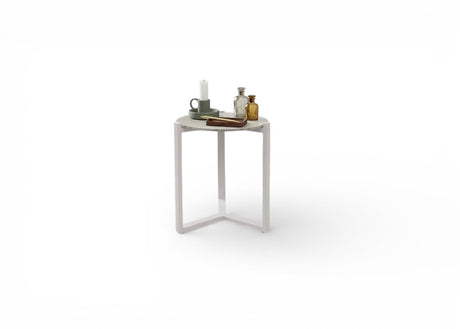 Applebee Monaco coffee table dia. 45x48h cm, base alu Oyster, top HPMS Cream