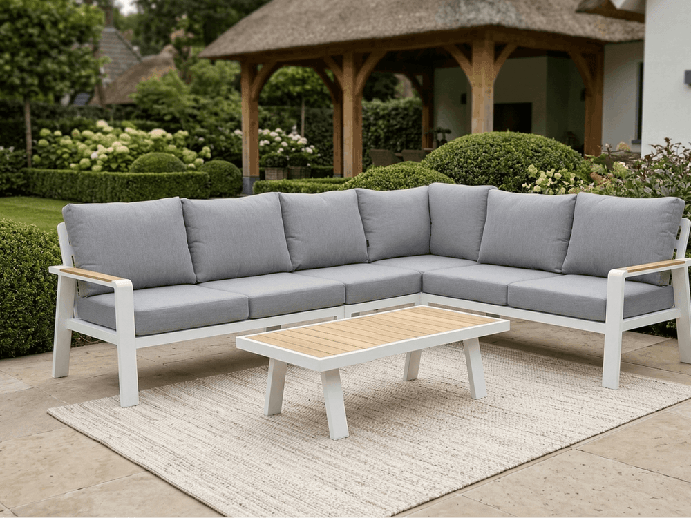 Belito Lotte Loungeset Hoekbank Nr. 1 | Wit Aluminium | 288 x 220 cm | 6-persoons