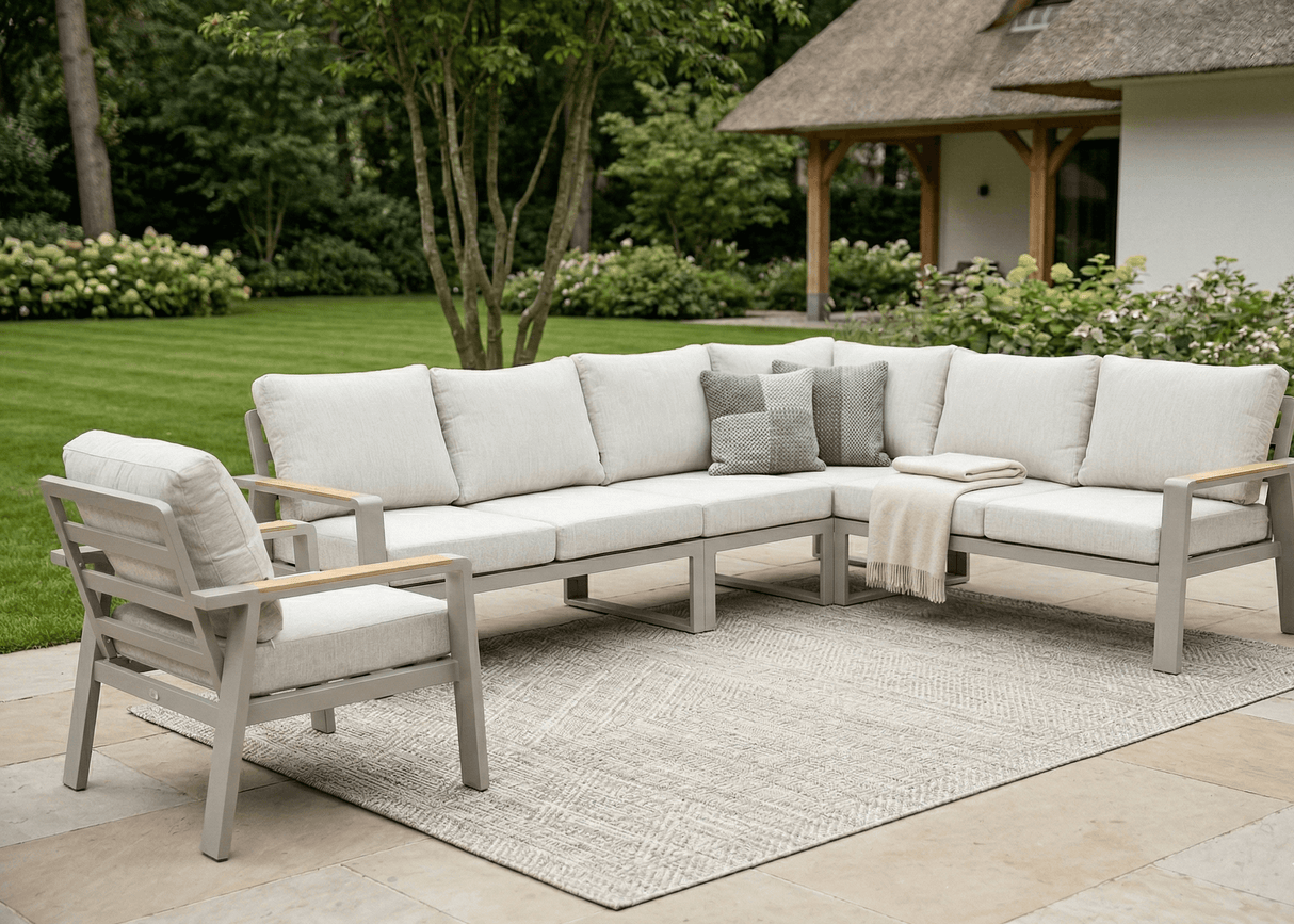 Belito Lotte Loungeset Hoekbank Nr. 6 | Taupe Aluminium | 288 x 220 cm | 7-persoons