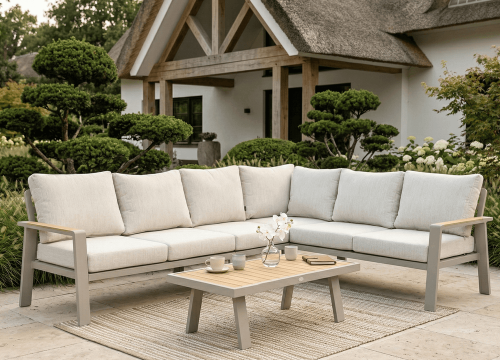 Belito Lotte Loungeset Hoekbank Nr. 1 | Taupe Aluminium | 288 x 220 cm | 6-persoons
