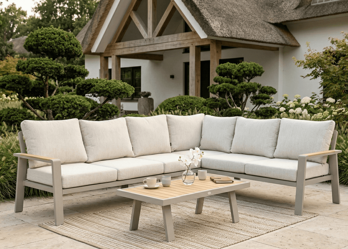 Belito Lotte Loungeset Hoekbank Nr. 1 | Taupe Aluminium | 288 x 220 cm | 6-persoons