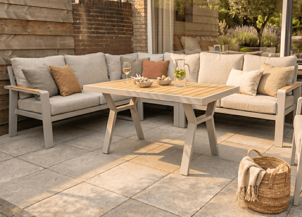 Belito Lotte Loungeset Hoekbank Nr. 4 | Taupe Aluminium | 288 x 220 cm | 6-persoons
