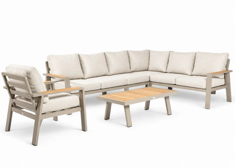 Belito Lotte Loungeset Hoekbank Nr. 5 | Taupe Aluminium | 288 x 220 cm | 7-persoons met stoel