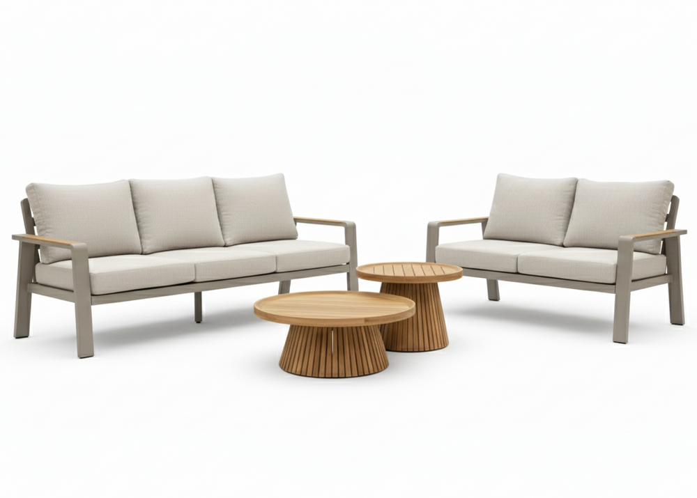 Aluminium Bank Loungeset - Taupe - Belito Birmingham - 4 - delig