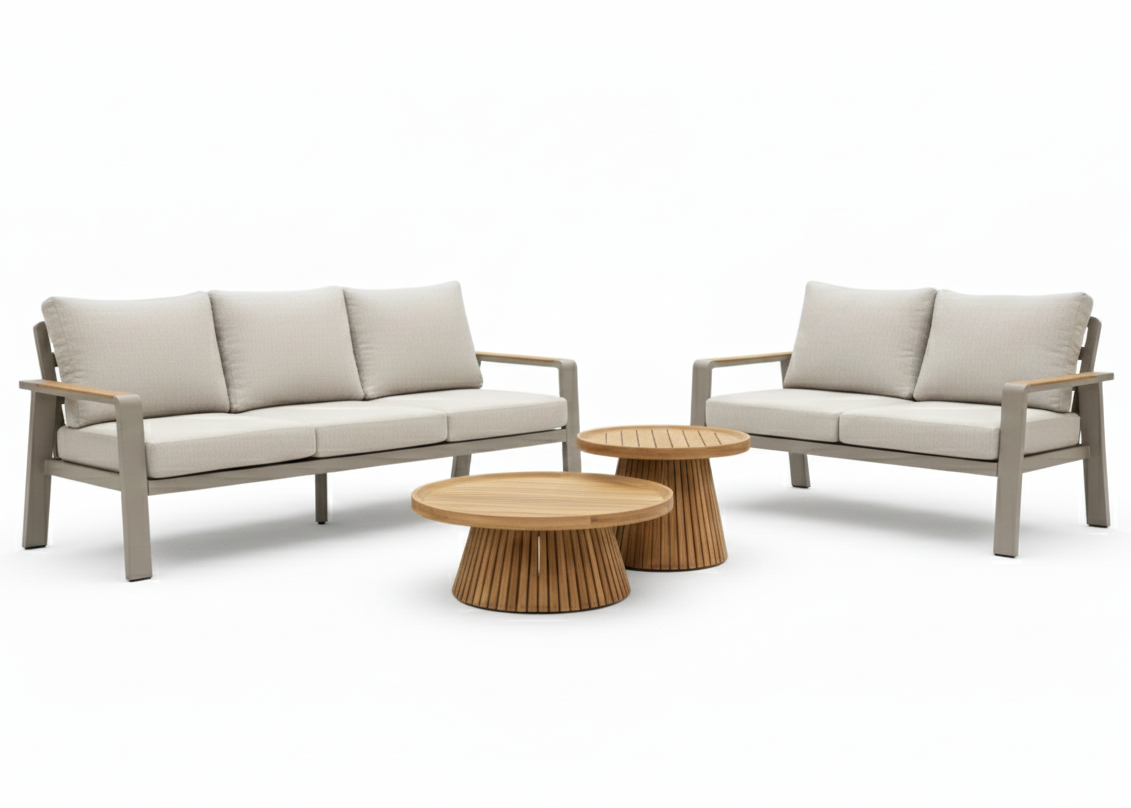 Aluminium Bank Loungeset - Taupe - Belito Birmingham - 4 - delig