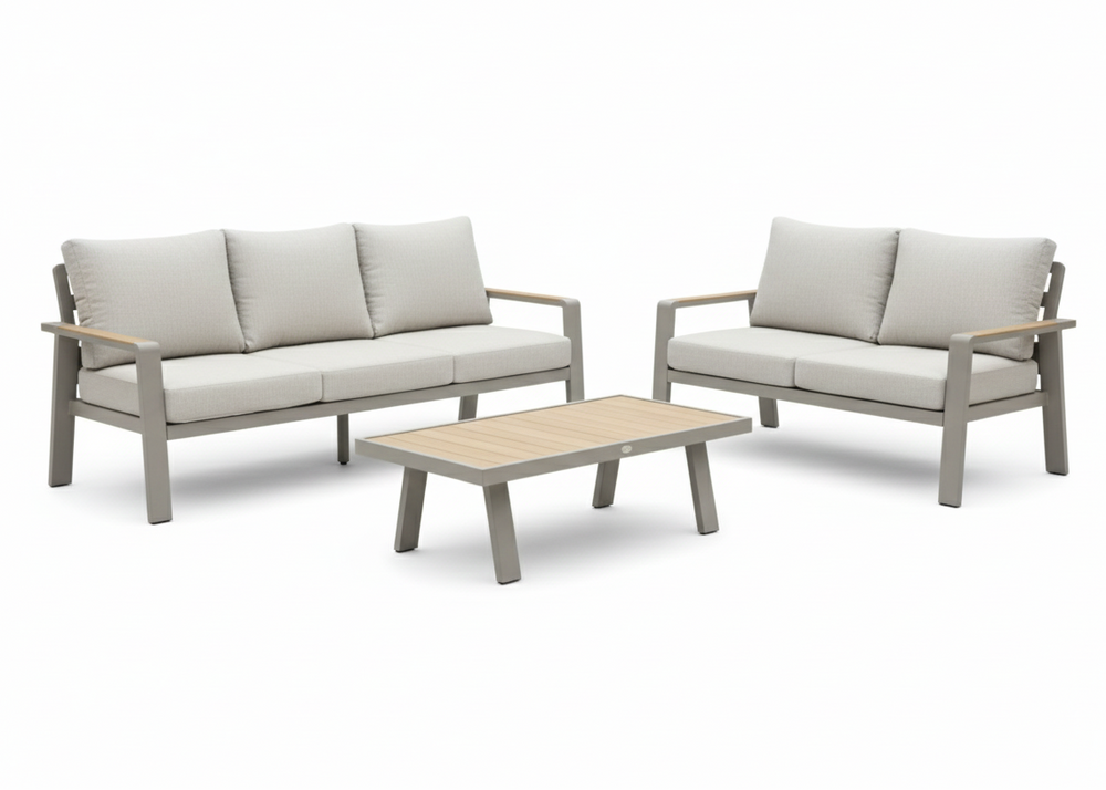 Aluminium Bank Loungeset - Taupe - Belito Birmingham - 3 - delig