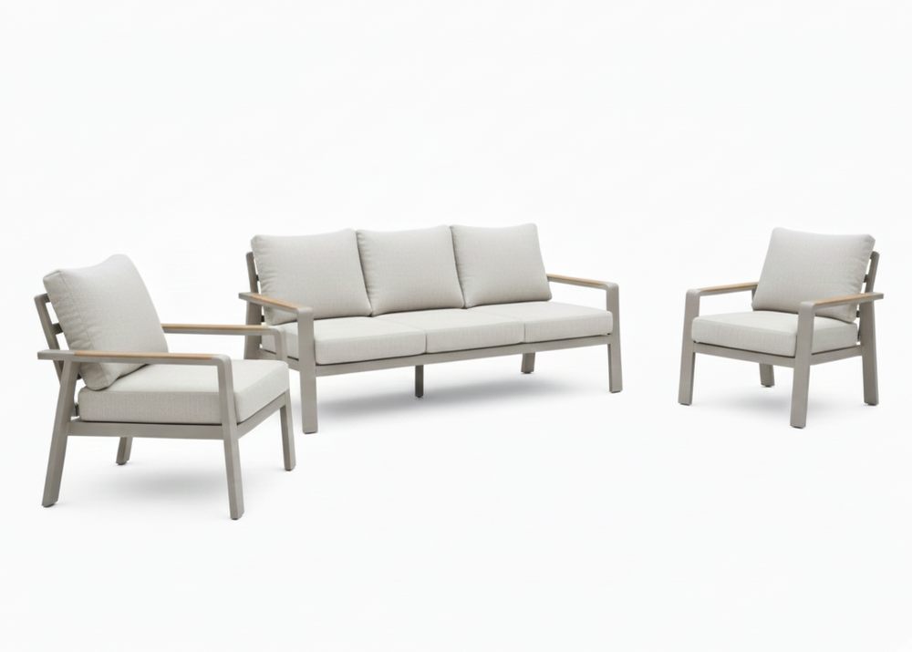 Aluminium Stoel-Bank Loungeset - Taupe - Belito Birmingham - 5 - personen - 3 - delig