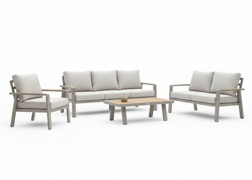 Aluminium Stoel-Bank Loungeset - Taupe - Belito Birmingham - 4 - delig