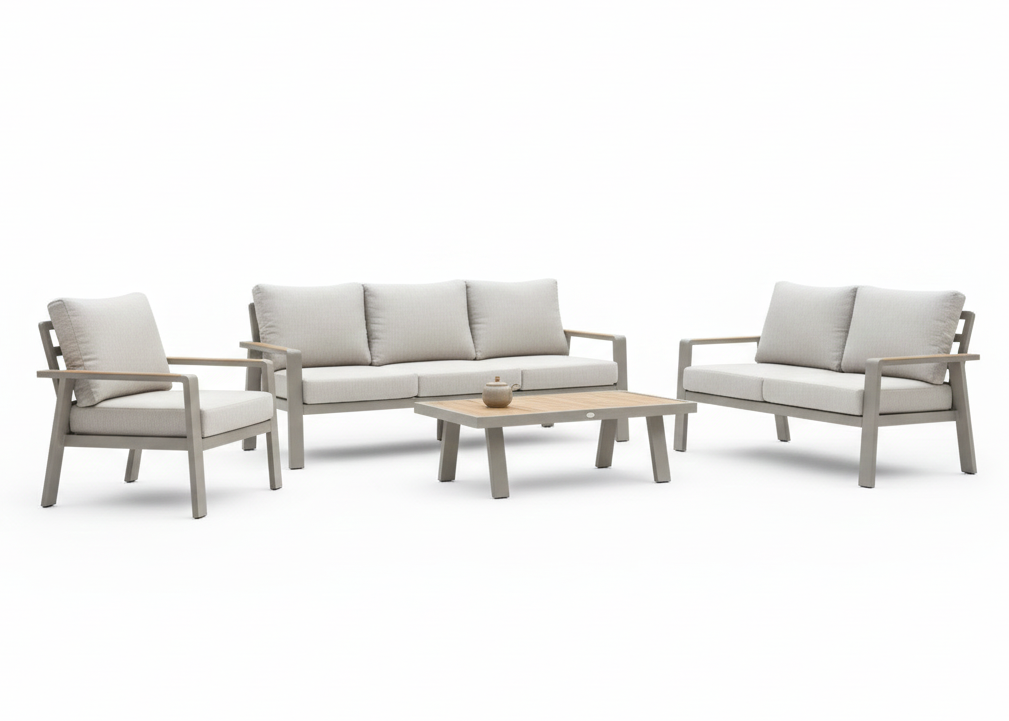 Aluminium Stoel-Bank Loungeset - Taupe - Belito Birmingham - 4 - delig