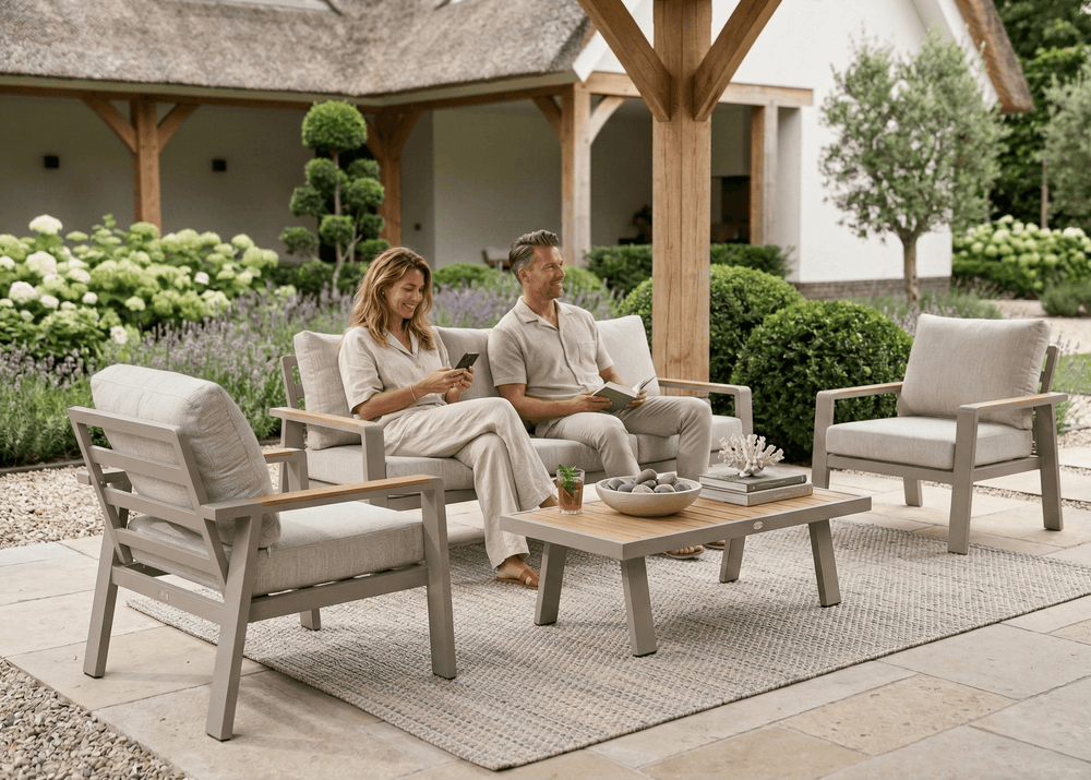 Belito Birmingham Loungeset Nr.1 – Taupe Aluminium – 5 Personen