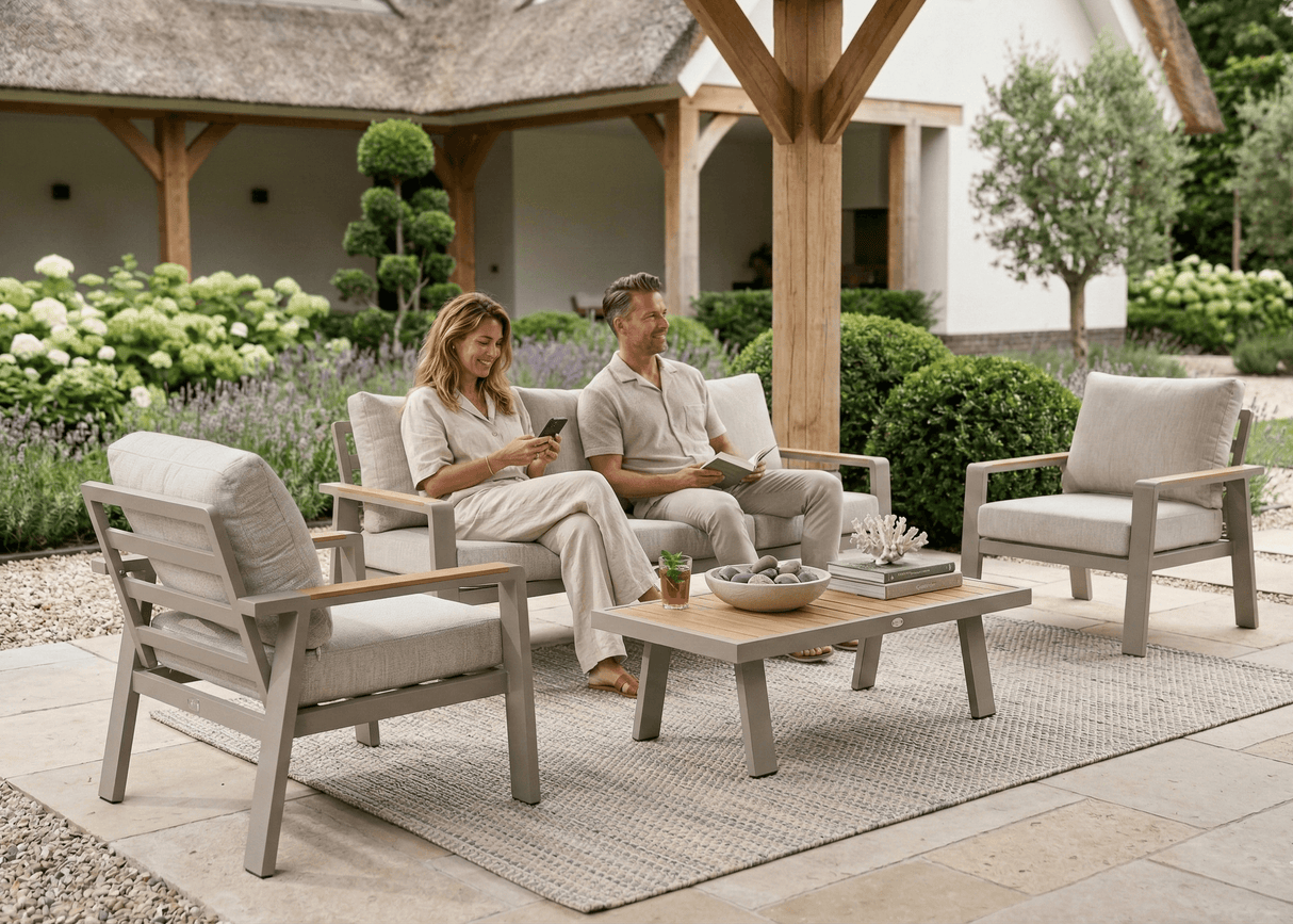 Belito Birmingham Loungeset Nr.1 – Taupe Aluminium – 5 Personen