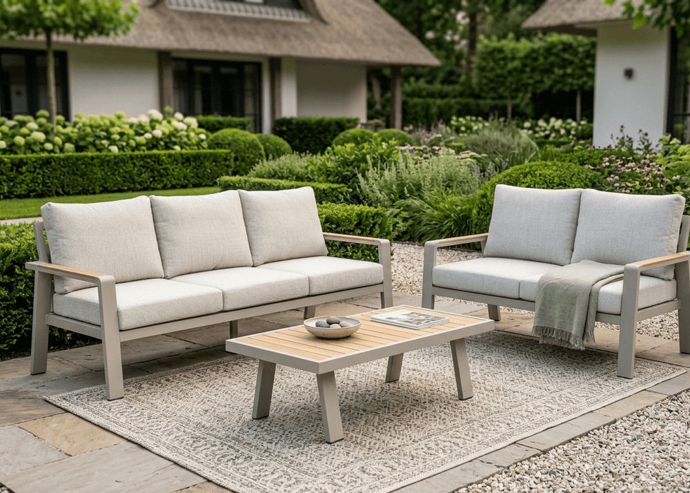 Belito Birmingham Loungeset Nr.6 - Taupe Aluminium - 5 personen