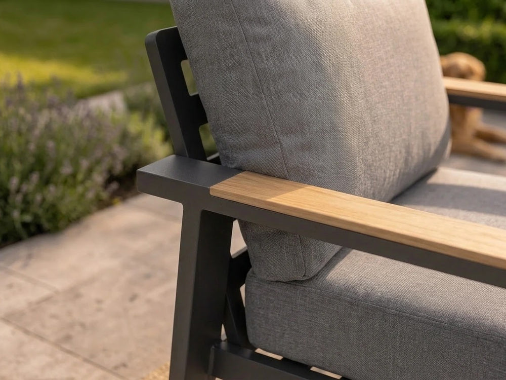 Belito Birmingham/Lotte Loungestoel | Antraciet Aluminium | Grijze Kussens | 1 Persoon