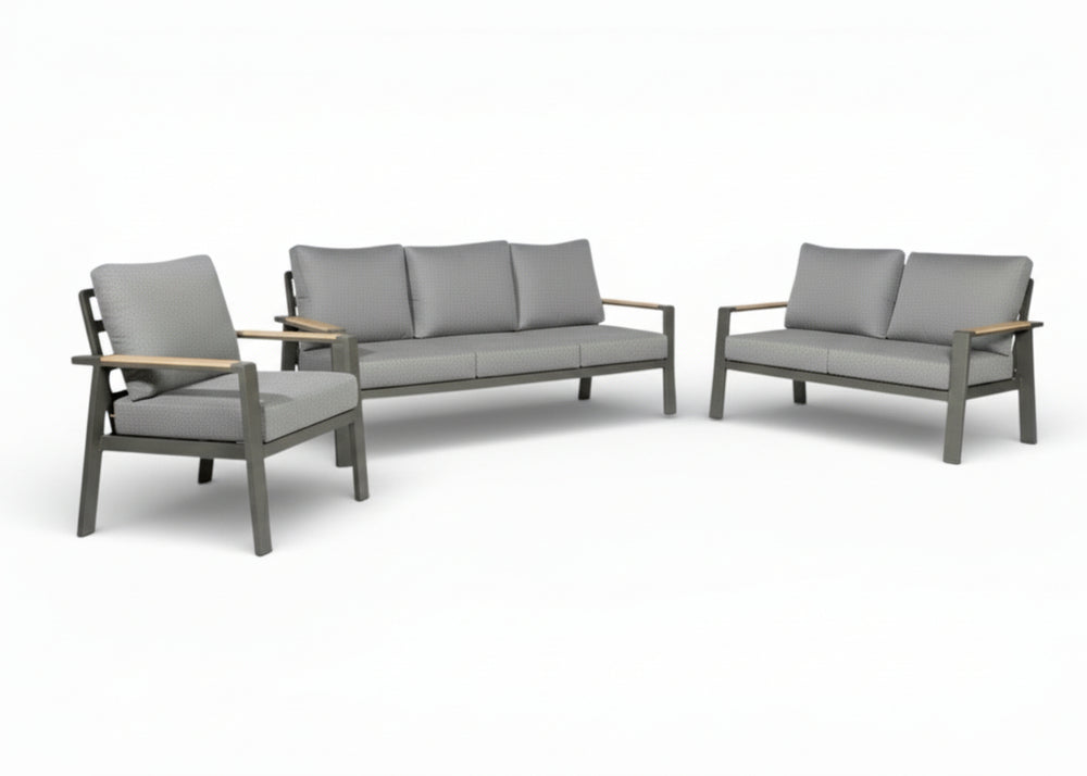 Belito Birmingham stoel bank loungeset antraciet 3 delig