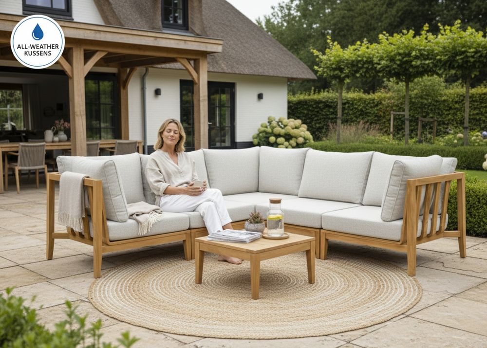 Belito Daan Teakhouten Hoek Loungeset 5 Persoons - Nr. 6 - 245 x 245 cm