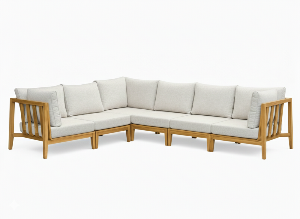 Belito Daan Teakhouten Hoek Loungeset 6 Persoons - Nr. 2 - Rechts lang - 245 x 318 cm