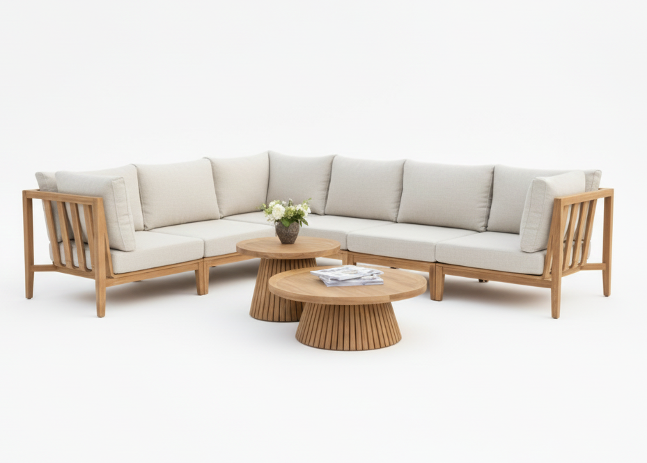 Belito Daan Teakhouten Hoek Loungeset - 8 delig - Nr. 1 - Rechts lang