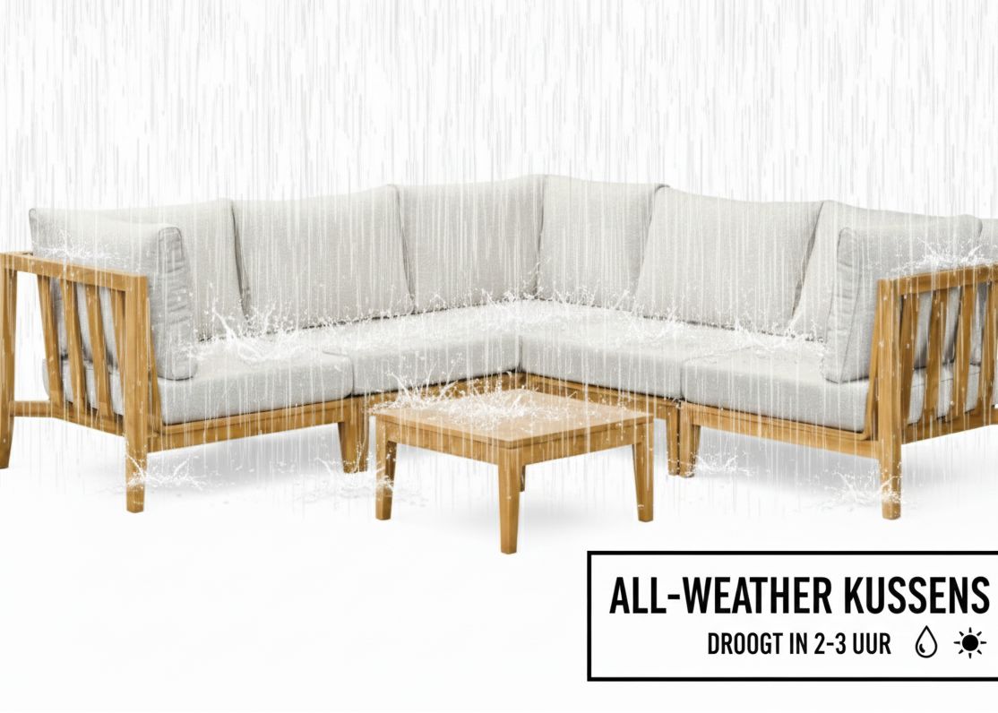 Belito Daan Teakhouten Hoek Loungeset 5 Persoons - Nr. 6 - 245 x 245 cm