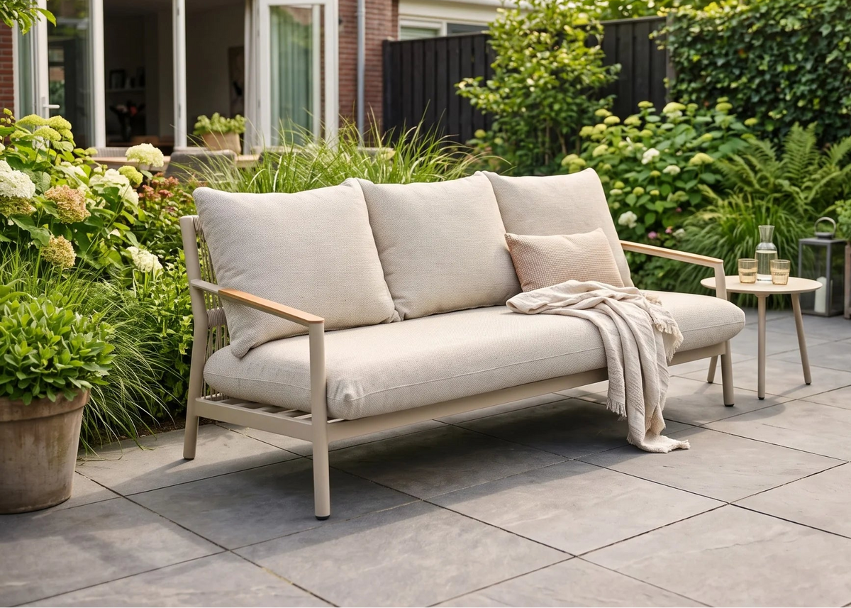 Belito Julia Loungebank 198 cm | Taupe | Aluminium & Rope | 3-4 Personen