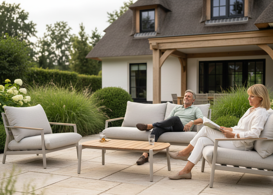 Aluminium Stoel-Bank Loungeset - Taupe Frame - Belito Julia - 4-delig