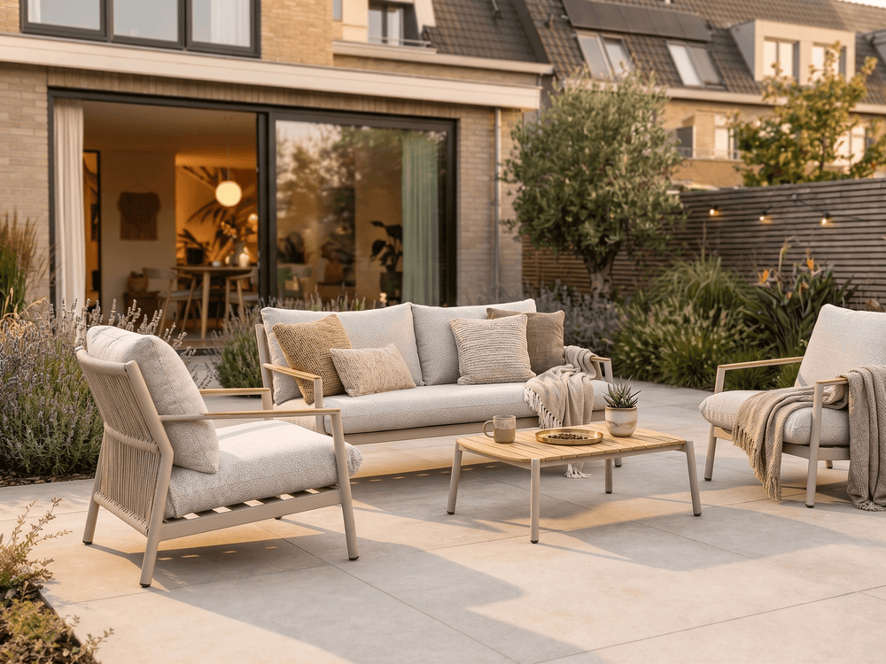 Belito Julia Stoel-Bank Loungeset 4-delig | Taupe | Rope & Aluminium | Demomodel