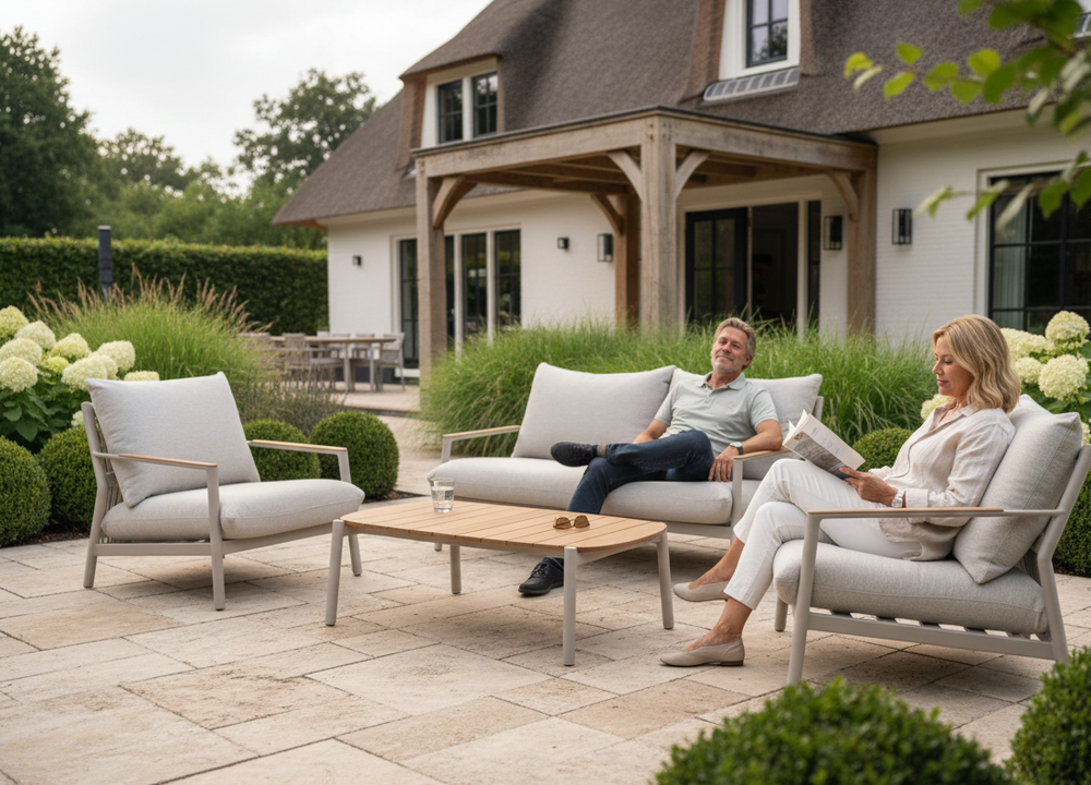 Aluminium Stoel-Bank Loungeset - Taupe Frame - Belito Julia - 4-delig