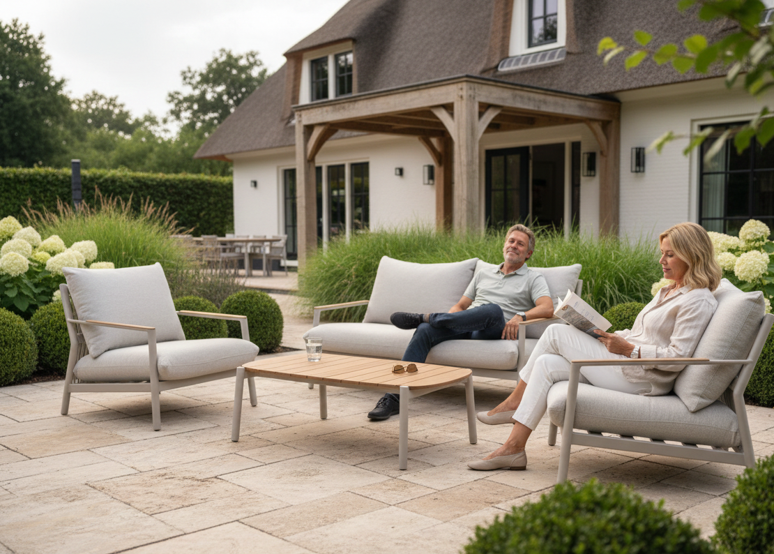 Aluminium Stoel-Bank Loungeset - Taupe Frame - Belito Julia - 4-delig