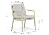Belito Julia dining stoel taupe - detail rope-afwerking en teak armleuning