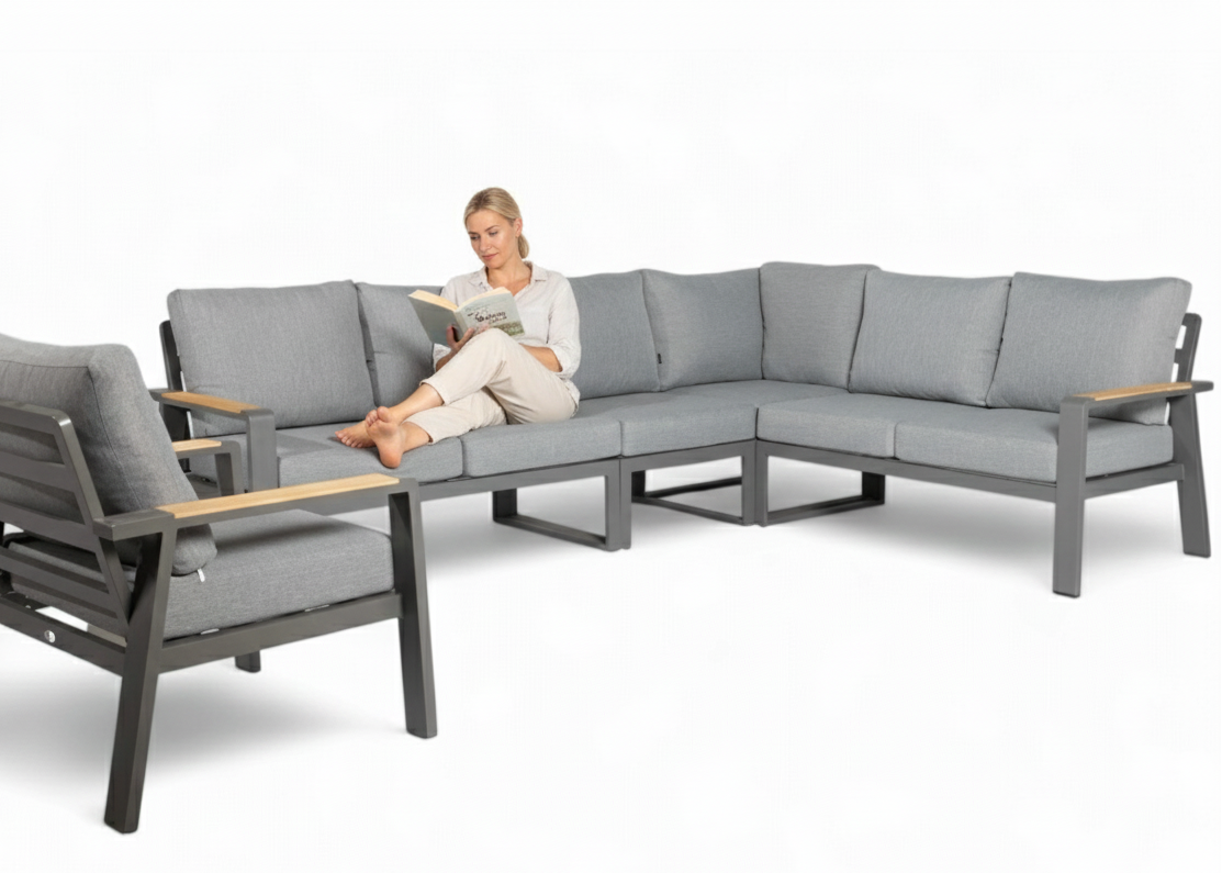 Aluminium Loungeset Hoekbank - Antraciet Frame - Belito Lotte - Incl stoel - Zonder tafel
