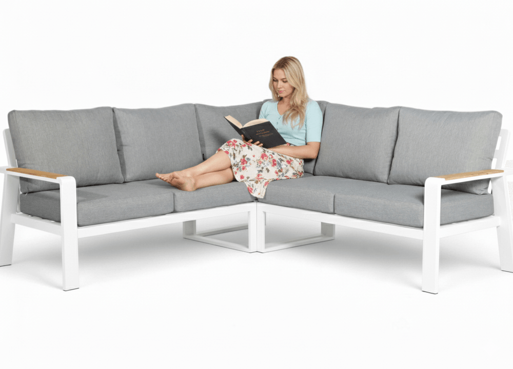 Belito® Lotte Loungeset Hoekbank Nr. 3 | Wit Aluminium | 220 x 220 cm | 5-persoons