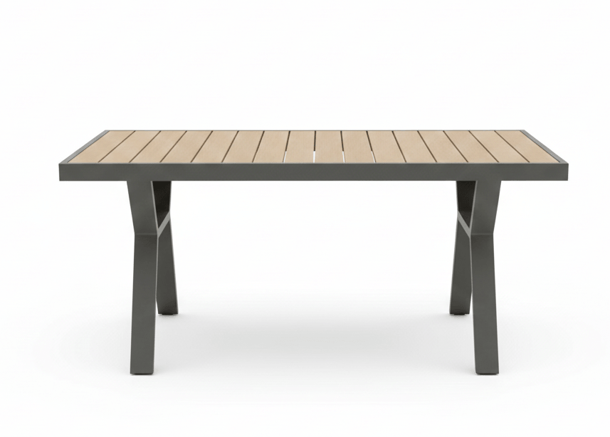 Aluminium Loungeset Hoekbank - Antraciet Frame - 5-delig - Belito Lotte - Hoge tafel met houten tafelblad.