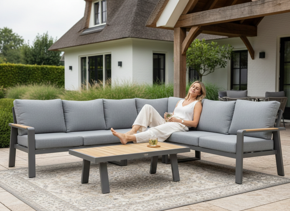 Belito Lotte Loungeset Hoekbank Nr. 1 | Antraciet Aluminium | 288 x 220 cm | 6-persoons