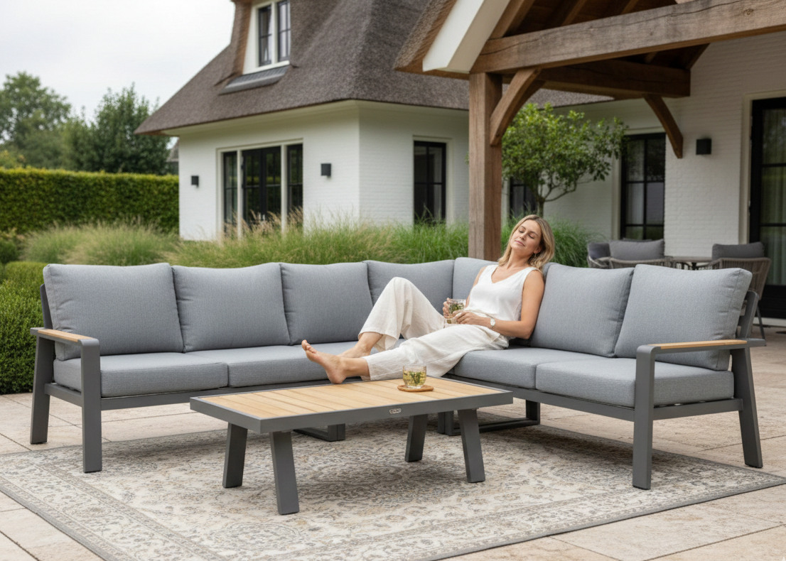 Belito Lotte Loungeset Hoekbank Nr. 1 | Antraciet Aluminium | 288 x 220 cm | 6-persoons