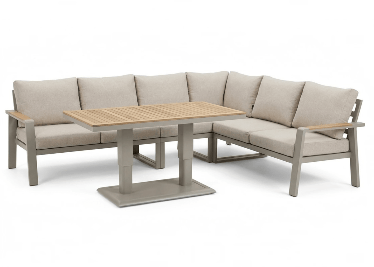 Belito Lotte Loungeset Hoekbank Nr.10 | Taupe Aluminium | 288 x 220 cm | Verstelbare Tafel | 6-7 Personen
