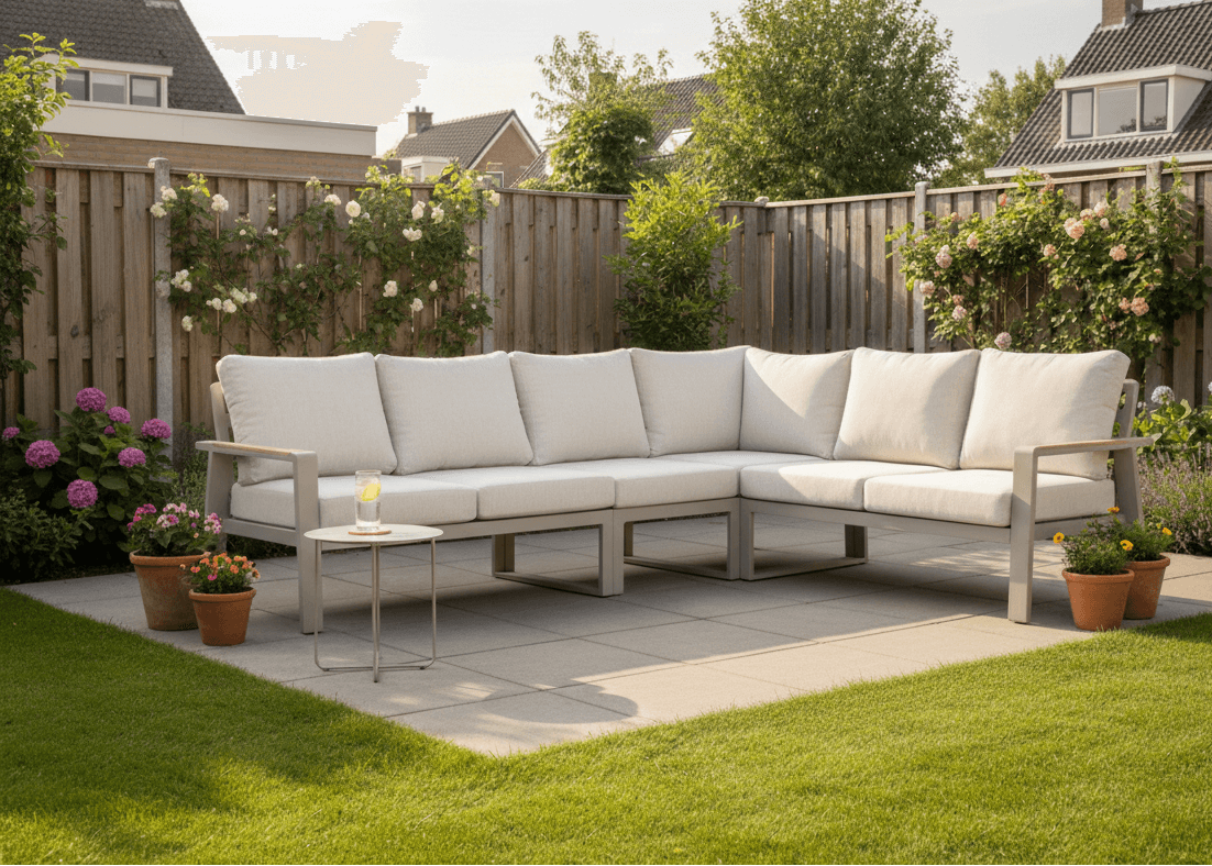 Belito Lotte Loungeset Hoekbank Nr. 2 | Taupe Aluminium | 288 x 220 cm | 6-persoons
