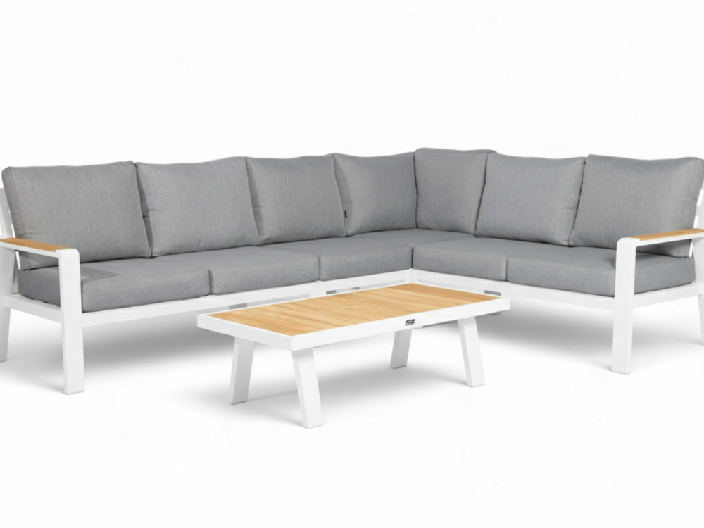Aluminium Loungeset Hoekbank - Wit Frame - 6-Persoons - Belito Lotte