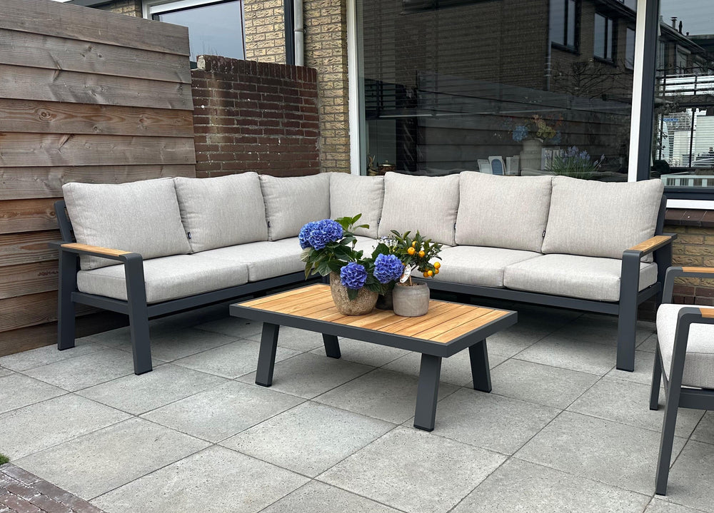 Belito Lotte Loungeset Hoekbank Nr. 2 | Antraciet Aluminium | 288 x 220 cm | 6-persoons | Lichte Kussens