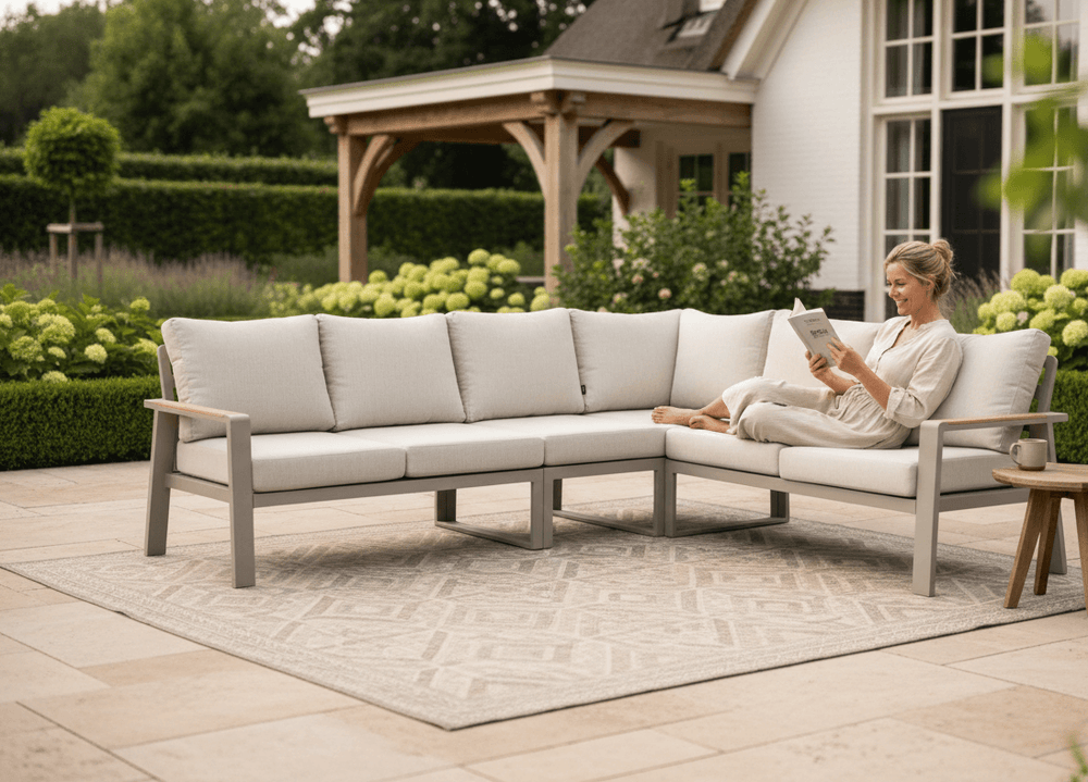 Belito Lotte Loungeset Hoekbank Nr. 2 | Taupe Aluminium | 288 x 220 cm | 6-persoons