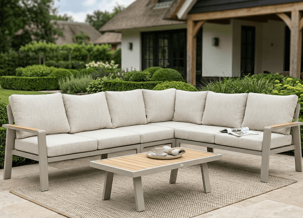 Belito Lotte Loungeset Hoekbank Nr. 1 | Taupe Aluminium | 288 x 220 cm | 6-persoons